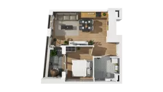 2 pokoje, mieszkanie 38,82 m², parter, oferta nr B2/4, Zajezdnia Motława, Gdańsk, Śródmieście, Dolne Miasto, ul. Kurza