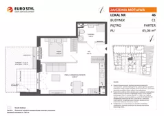 2 pokoje, mieszkanie 45,04 m², parter, oferta nr C1/46, Zajezdnia Motława - bud C1, Gdańsk, Śródmieście, Dolne Miasto, ul. Kurza