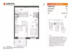 2 pokoje, mieszkanie 41,52 m², piętro 1, oferta nr C1/53, Zajezdnia Motława - bud C1, Gdańsk, Śródmieście, Dolne Miasto, ul. Kurza