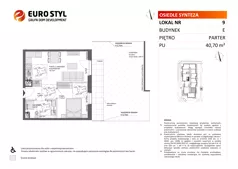 2 pokoje, mieszkanie 40,70 m², parter, oferta nr E/9, Osiedle Synteza bud. E, F, Gdańsk, Piecki-Migowo, Morena, ul. Lema