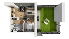 2 pokoje, mieszkanie 40,70 m², parter, oferta nr E/9, Osiedle Synteza bud. E, F, Gdańsk, Piecki-Migowo, Morena, ul. Lema