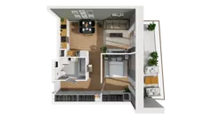 2 pokoje, mieszkanie 47,29 m², piętro 1, oferta nr E/23, Osiedle Synteza bud. E, F, Gdańsk, Piecki-Migowo, Morena, ul. Lema