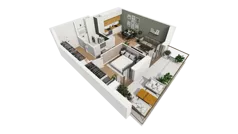 2 pokoje, mieszkanie 47,29 m², piętro 1, oferta nr E/23, Osiedle Synteza bud. E, F, Gdańsk, Piecki-Migowo, Morena, ul. Lema