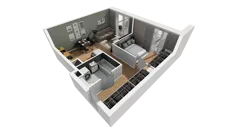 2 pokoje, mieszkanie 47,29 m², piętro 2, oferta nr E/35, Osiedle Synteza bud. E, F, Gdańsk, Piecki-Migowo, Morena, ul. Lema