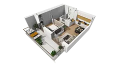 2 pokoje, mieszkanie 47,29 m², piętro 2, oferta nr E/35, Osiedle Synteza bud. E, F, Gdańsk, Piecki-Migowo, Morena, ul. Lema