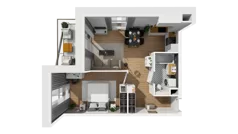 2 pokoje, mieszkanie 45,73 m², piętro 3, oferta nr F/35, Osiedle Synteza bud. E, F, Gdańsk, Piecki-Migowo, Morena, ul. Lema