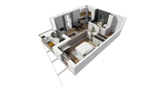 2 pokoje, mieszkanie 45,73 m², piętro 3, oferta nr F/35, Osiedle Synteza bud. E, F, Gdańsk, Piecki-Migowo, Morena, ul. Lema