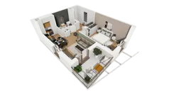 2 pokoje, mieszkanie 45,73 m², piętro 3, oferta nr F/35, Osiedle Synteza bud. E, F, Gdańsk, Piecki-Migowo, Morena, ul. Lema
