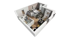 2 pokoje, mieszkanie 45,73 m², piętro 3, oferta nr F/35, Osiedle Synteza bud. E, F, Gdańsk, Piecki-Migowo, Morena, ul. Lema