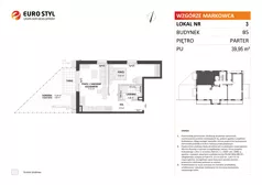 2 pokoje, mieszkanie 39,84 m², piętro 1, oferta nr B1/6, Wzgórze Markowca, Rumia, Zagórze, ul. Markowców