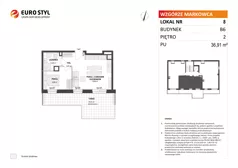 2 pokoje, mieszkanie 36,91 m², piętro 2, oferta nr B6/8, Wzgórze Markowca, Rumia, Zagórze, ul. Markowców