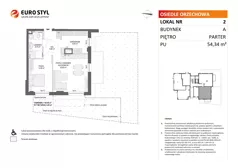 2 pokoje, mieszkanie 54,34 m², parter, oferta nr A/2, Osiedle Orzechowa, Gdynia, Chylonia, ul. Meksykańska/Orzechowa