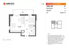 2 pokoje, mieszkanie 40,83 m², piętro 3, oferta nr A/17, Osiedle Orzechowa, Gdynia, Chylonia, ul. Meksykańska/Orzechowa
