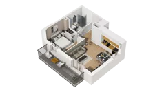 2 pokoje, mieszkanie 40,83 m², piętro 3, oferta nr A/17, Osiedle Orzechowa, Gdynia, Chylonia, ul. Meksykańska/Orzechowa