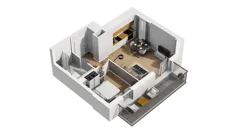 2 pokoje, mieszkanie 40,83 m², piętro 3, oferta nr A/17, Osiedle Orzechowa, Gdynia, Chylonia, ul. Meksykańska/Orzechowa