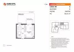 2 pokoje, mieszkanie 36,41 m², parter, oferta nr B/6, Osiedle Orzechowa, Gdynia, Chylonia, ul. Meksykańska/Orzechowa