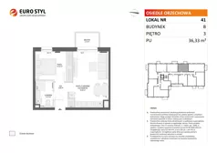 2 pokoje, mieszkanie 36,33 m², piętro 3, oferta nr B/41, Osiedle Orzechowa, Gdynia, Chylonia, ul. Meksykańska/Orzechowa
