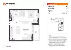 2 pokoje, mieszkanie 43,93 m², piętro 2, oferta nr C9/36, Konstelacja - etap III, Gdynia, Pogórze, ul. Paderewskiego