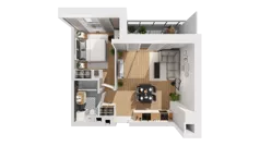 2 pokoje, mieszkanie 43,93 m², piętro 2, oferta nr C9/36, Konstelacja - etap III, Gdynia, Pogórze, ul. Paderewskiego