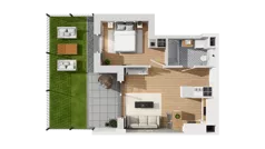 2 pokoje, mieszkanie 36,31 m², piętro 1, oferta nr C17/11, Konstelacja - etap IV, Gdynia, Pogórze, ul. Paderewskiego