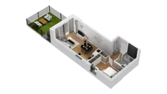 2 pokoje, mieszkanie 42,72 m², piętro 2, oferta nr C16/15, Konstelacja - etap IV, Gdynia, Pogórze, ul. Paderewskiego