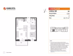 2 pokoje, mieszkanie 42,72 m², piętro 2, oferta nr C16/15, Konstelacja - etap IV, Gdynia, Pogórze, ul. Paderewskiego