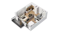 2 pokoje, mieszkanie 42,72 m², piętro 2, oferta nr C16/15, Konstelacja - etap IV, Gdynia, Pogórze, ul. Paderewskiego