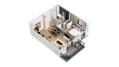 2 pokoje, mieszkanie 42,72 m², piętro 2, oferta nr C16/15, Konstelacja - etap IV, Gdynia, Pogórze, ul. Paderewskiego