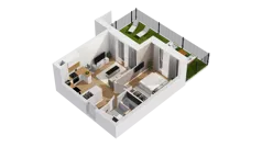 2 pokoje, mieszkanie 35,72 m², parter, oferta nr C17/1, Konstelacja - etap IV, Gdynia, Pogórze, ul. Paderewskiego