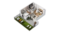 2 pokoje, mieszkanie 35,72 m², parter, oferta nr C17/1, Konstelacja - etap IV, Gdynia, Pogórze, ul. Paderewskiego