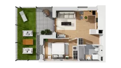 2 pokoje, mieszkanie 33,69 m², parter, oferta nr C17/2, Konstelacja - etap IV, Gdynia, Pogórze, ul. Paderewskiego