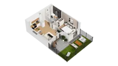 2 pokoje, mieszkanie 33,69 m², parter, oferta nr C17/2, Konstelacja - etap IV, Gdynia, Pogórze, ul. Paderewskiego
