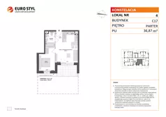 2 pokoje, mieszkanie 36,31 m², piętro 3, oferta nr C17/25, Konstelacja - etap IV, Gdynia, Pogórze, ul. Paderewskiego