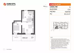 2 pokoje, mieszkanie 33,65 m², piętro 1, oferta nr C13/15, Konstelacja - etap V, Gdynia, Pogórze, ul. Paderewskiego