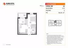 2 pokoje, mieszkanie 36,36 m², piętro 2, oferta nr C13/23, Konstelacja - etap V, Gdynia, Pogórze, ul. Paderewskiego