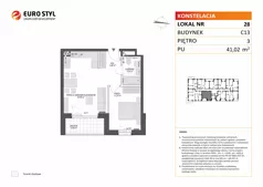 2 pokoje, mieszkanie 41,02 m², piętro 3, oferta nr C13/28, Konstelacja - etap V, Gdynia, Pogórze, ul. Paderewskiego