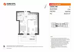 2 pokoje, mieszkanie 39,59 m², parter, oferta nr C14/1, Konstelacja - etap V, Gdynia, Pogórze, ul. Paderewskiego