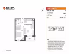 2 pokoje, mieszkanie 38,08 m², piętro 1, oferta nr C14/7, Konstelacja - etap V, Gdynia, Pogórze, ul. Paderewskiego