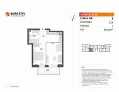 2 pokoje, mieszkanie 39,54 m², piętro 1, oferta nr C14/8, Konstelacja - etap V, Gdynia, Pogórze, ul. Paderewskiego