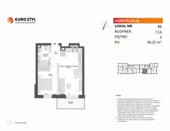 2 pokoje, mieszkanie 40,22 m², piętro 3, oferta nr C14/41, Konstelacja - etap V, Gdynia, Pogórze, ul. Paderewskiego