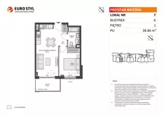 2 pokoje, mieszkanie 38,86 m², piętro 1, oferta nr A/7, Przystań Brzeźno, Gdańsk, Brzeźno, ul. Uczniowska