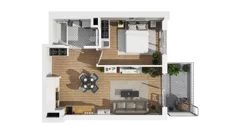 2 pokoje, mieszkanie 38,86 m², piętro 1, oferta nr A/7, Przystań Brzeźno, Gdańsk, Brzeźno, ul. Uczniowska