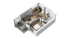 2 pokoje, mieszkanie 38,86 m², piętro 1, oferta nr A/7, Przystań Brzeźno, Gdańsk, Brzeźno, ul. Uczniowska