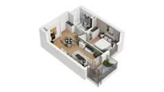2 pokoje, mieszkanie 38,86 m², piętro 1, oferta nr A/7, Przystań Brzeźno, Gdańsk, Brzeźno, ul. Uczniowska