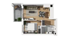 2 pokoje, mieszkanie 35,55 m², piętro 1, oferta nr A/57, Przystań Brzeźno, Gdańsk, Brzeźno, ul. Uczniowska