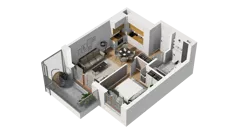 2 pokoje, mieszkanie 35,55 m², piętro 1, oferta nr A/57, Przystań Brzeźno, Gdańsk, Brzeźno, ul. Uczniowska