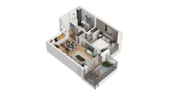 2 pokoje, mieszkanie 35,55 m², piętro 1, oferta nr A/57, Przystań Brzeźno, Gdańsk, Brzeźno, ul. Uczniowska