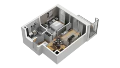 2 pokoje, mieszkanie 35,55 m², piętro 1, oferta nr A/57, Przystań Brzeźno, Gdańsk, Brzeźno, ul. Uczniowska