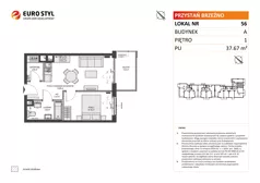 2 pokoje, mieszkanie 37,67 m², piętro 1, oferta nr A/56, Przystań Brzeźno, Gdańsk, Brzeźno, ul. Uczniowska