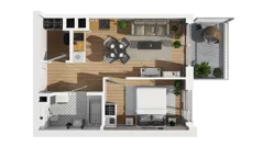 2 pokoje, mieszkanie 37,67 m², piętro 1, oferta nr A/56, Przystań Brzeźno, Gdańsk, Brzeźno, ul. Uczniowska
